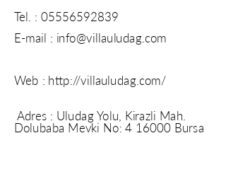Villa Uluda iletiim bilgileri